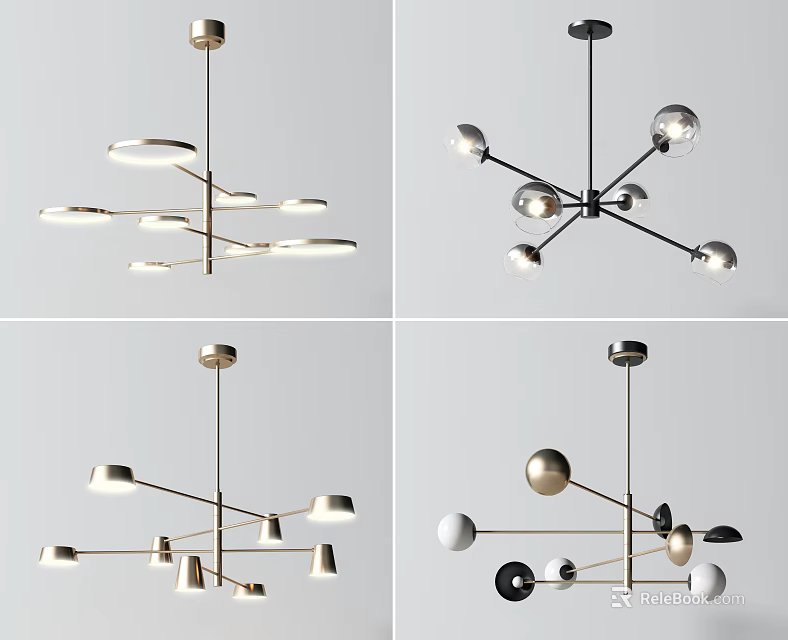 Modern Contemporary Chandeliers With Multiple Arms And Globe Light Shapes 3d model