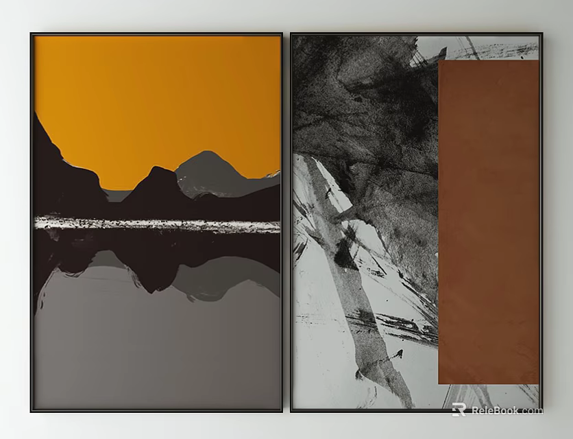 Abstract Wall Art Paintings With Modern Abstract Design And Colorful Patterns 3d model