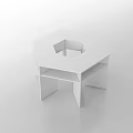 Modern Minimalist White Desk With Hexagonal Shape And Open Layered Shelves