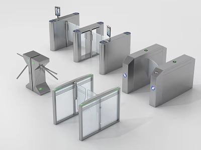 Public Facilities Modern Turnstiles Including Tripod Swing And Flap Gates For Access Control 3d model