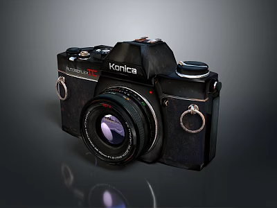 Vintage Konica Film Camera With Classic Design And Retro Features 3d model