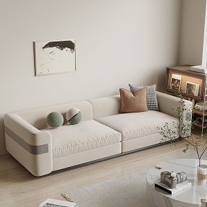 Modern Cream Style Double Sofa Cream Double Sofa 3d model