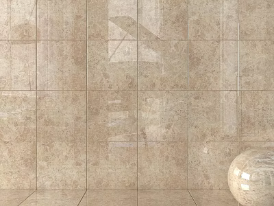 Beige Textured Ceramic Wall And Floor Tiles With Decorative Sphere 3d model