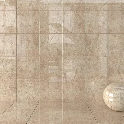 Beige Textured Ceramic Wall And Floor Tiles With Decorative Sphere 3d model