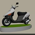 Modern White Scooter Motorcycle Displayed On Green Circular Platform Stand