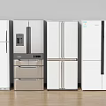 Various Styles of Modern Refrigerators in White and Silver Kitchen Appliance