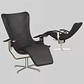 Modern Black Leather Leisure Chair With Adjustable Metal Frame And Comfortable Design