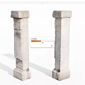 Two Classical Stone Columns Featuring Textured Surface And Weathered Details