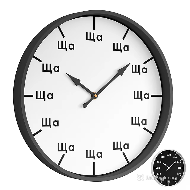 Modern Minimalist Wall Clock With White Dial Black Frame And Unique Hour Markers 3d model 