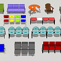 Public Chairs With Various Colorful Designs For Different Public Spaces 3d model