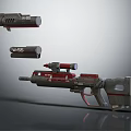 Futuristic Sci Fi Weapon Components With Barrel Scope And Grip Design 3d model
