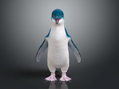 Standing Blue And White Reptile With Pink Feet And Detailed Body Texture 3d model