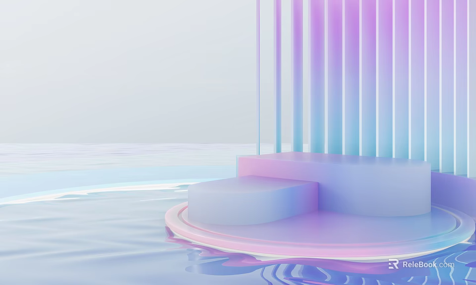 Modern Commercial Equipment Display Platform With Gradient Colors Steps And Water Wave Effect 3d model