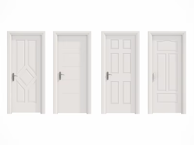 White Hinged Doors With Different Panel Designs For Home Interior Decoration 3d model