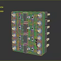 Computer Circuit Board With Green Substrate Multiple Gray Components And White Connectors