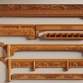 Intricately Detailed Carved Wooden Architectural Components With Ornate Traditional Patterns