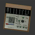 Vintage Electronic Control Panel With Wooden Case Multiple Knobs Buttons Indicator Lights