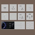 White Switch Panels With Various Designs Sockets And Smart Display Features 3d model