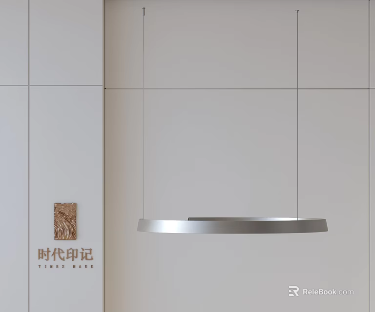 Sleek Modern Silver Circular Pendant Light in Minimalist Interior Design 3d model 