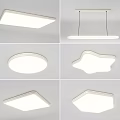 Modern Minimalist Ceiling Lights Featuring Various Shapes and Sleek White Design 3d model