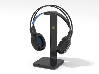 High Quality Black Over Ear Headphones With Stand And Ergonomic Design For Audio 3d model