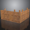 Rustic Wooden Fence Structure With Vertical Planks And Corner Posts