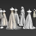 Bridal Shop Showcasing Elegant Wedding Dresses With Sparkling Details And Various Styles