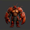 Red Lobster Humanoid 3D Model With Muscular Build And Armored Claws Antennae