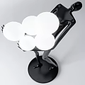 Abstract Human Shaped Floor Lamp With Black Frame And White Globe Shades