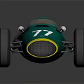 Vintage Green Race Car with Number 17 Yellow Front and Streamlined Design