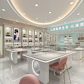 Modern Eyewear Store Interior With Glass Counters And Display Shelves