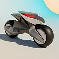 Futuristic Modern Motorcycle With Geometric Body Design Red Accents And Black Wheels