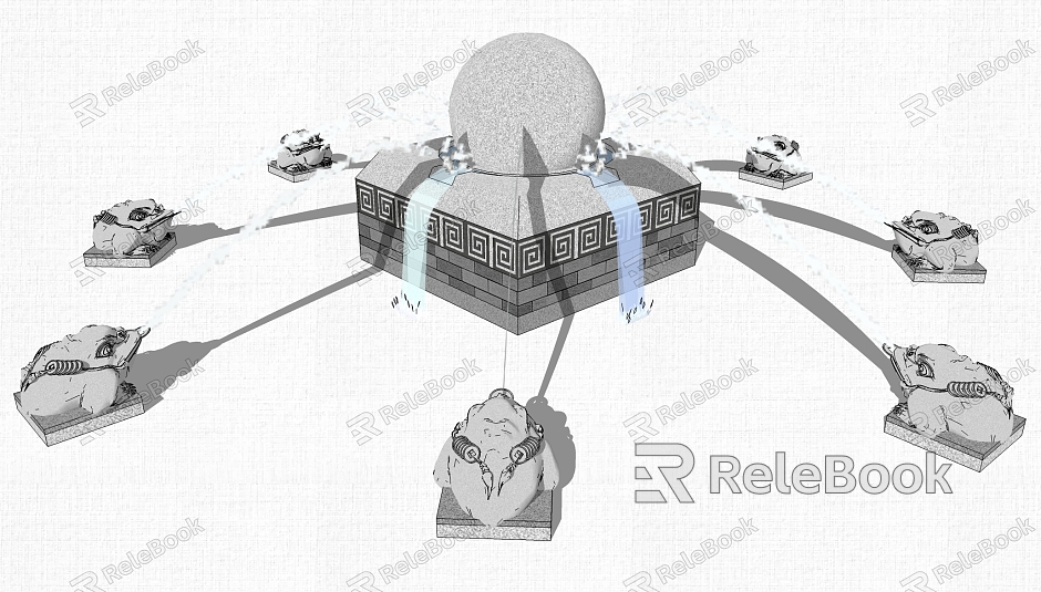 Chinese Fountain Toad Spit Water Polo model