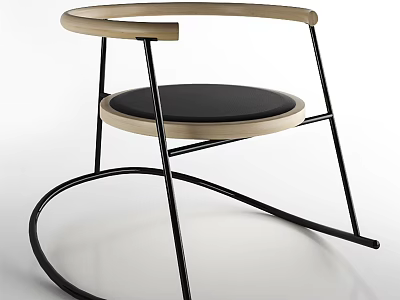 Modern Leisure Chair With Black Metal Frame And Beige Round Seat Design 3d model