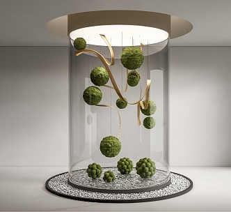 Modern landscape sketch interior landscape landscaping courtyard sketch plant combination moss ball plant pile pebbles 3d model