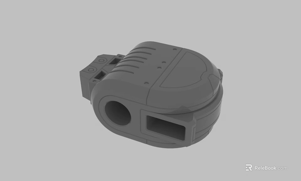 Detailed Gray Mechanical Component 3D Rendered Model With Holes And Grooves 3d model