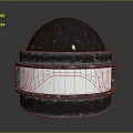 Metallic Weapon Sphere Component With Silver Surface And White Stripe Detail