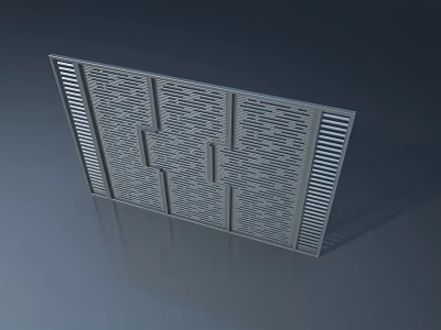 Modern Metal Hinged Door With Slatted Panel And Ventilated Design Structure 3d model