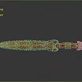 Golden Ancient Dagger with Intricate Carved Patterns on Blade and Decorated Hilt
