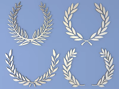 White Laurel Leaf Wreath Wall Decor Set for Home Decoration 3d model
