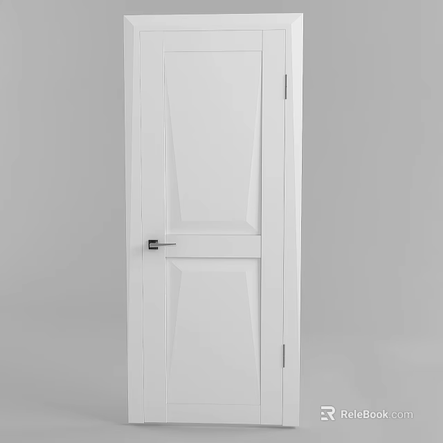 White Modern Hinged Door With Simple Panel Design For Home Interior 3d model