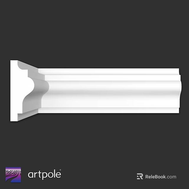 White Decorative Molding With Ornate Curved Design For Interior Decoration 3d model 