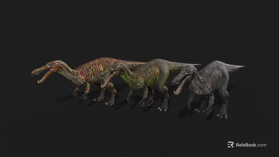 Vivid Dinosaur Models With Three Different Colors And Lifelike Details 3d model 