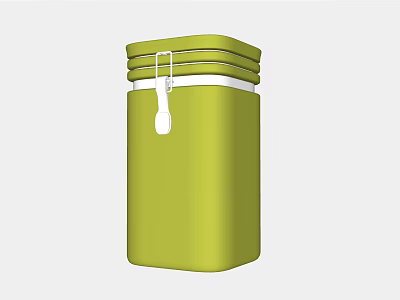 Green Spice Jar With White Lid And Handle Modern Kitchen Storage Container 3d model