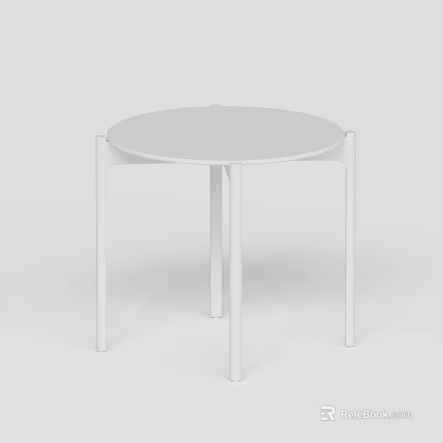 Modern Minimalist White Round Bar Counter With Simple Design And Four White Legs 3d model 