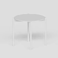 Modern Minimalist White Round Bar Counter With Simple Design And Four White Legs