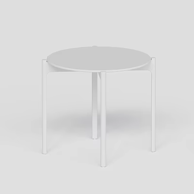 Modern Minimalist White Round Bar Counter With Simple Design And Four White Legs 3d model