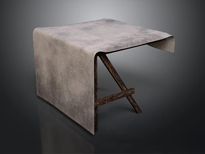 Modern Minimalist Gray Textured Fabric Table With Wooden Frame And Slanted Structure 3d model