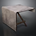 Modern Minimalist Gray Textured Fabric Table With Wooden Frame And Slanted Structure