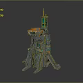 Game Movie Sci-Fi Mechanical Tower Character Featuring Green Orange Support Legs And Antenna